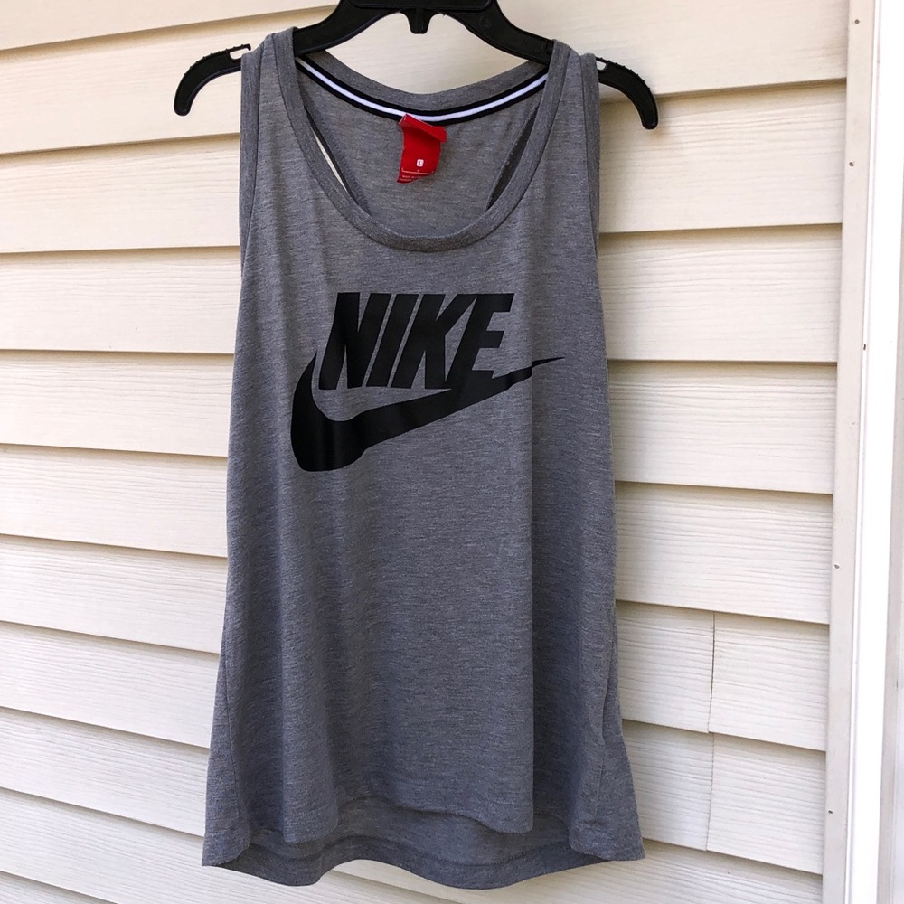 Nike Gray Racerback Tank with Black Logo